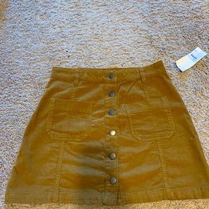 Wild Pearl Corduroy Button Up Front Skirt